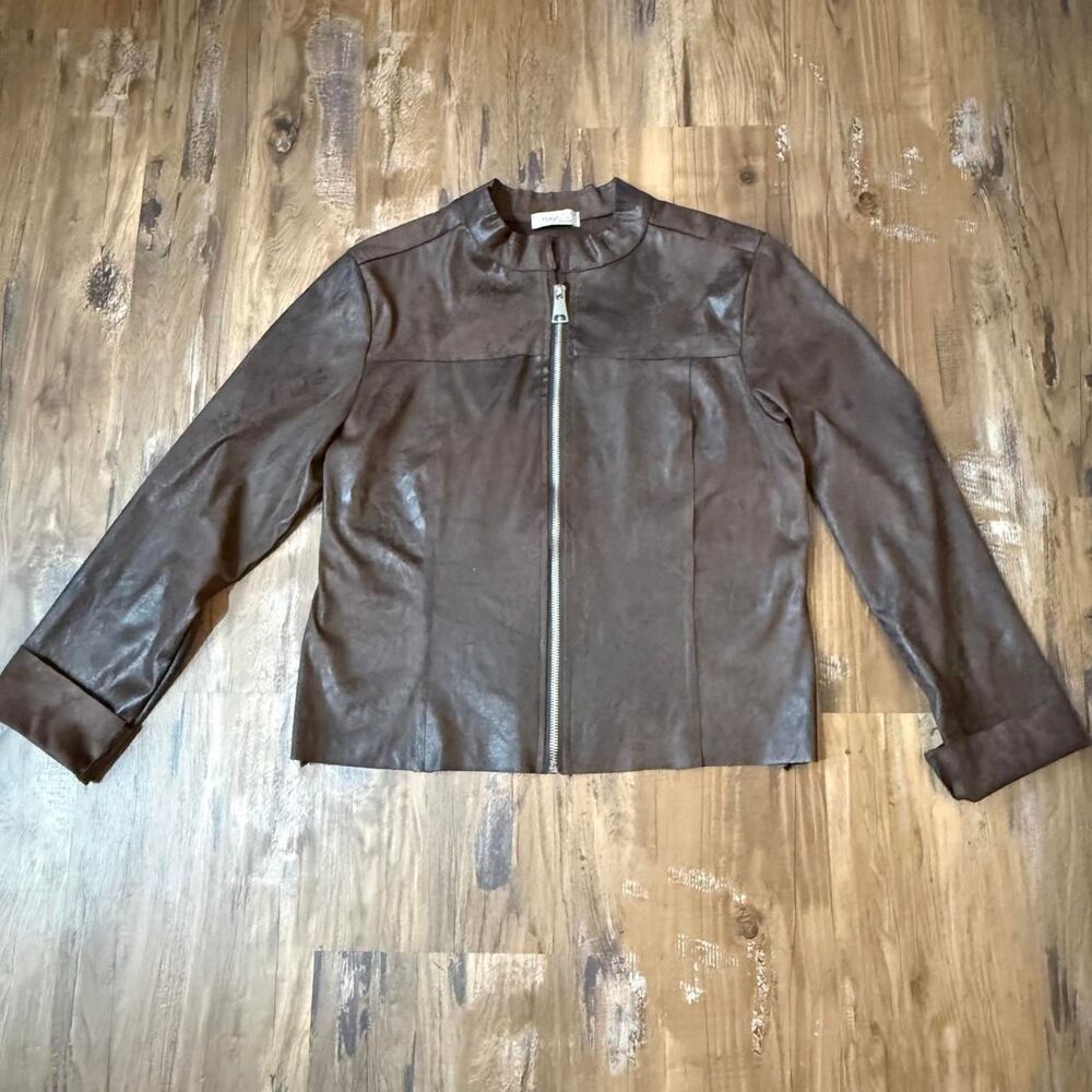 Mary & Co. Firenze Italian Brown Faux Leather Zip Jacket - Size XL